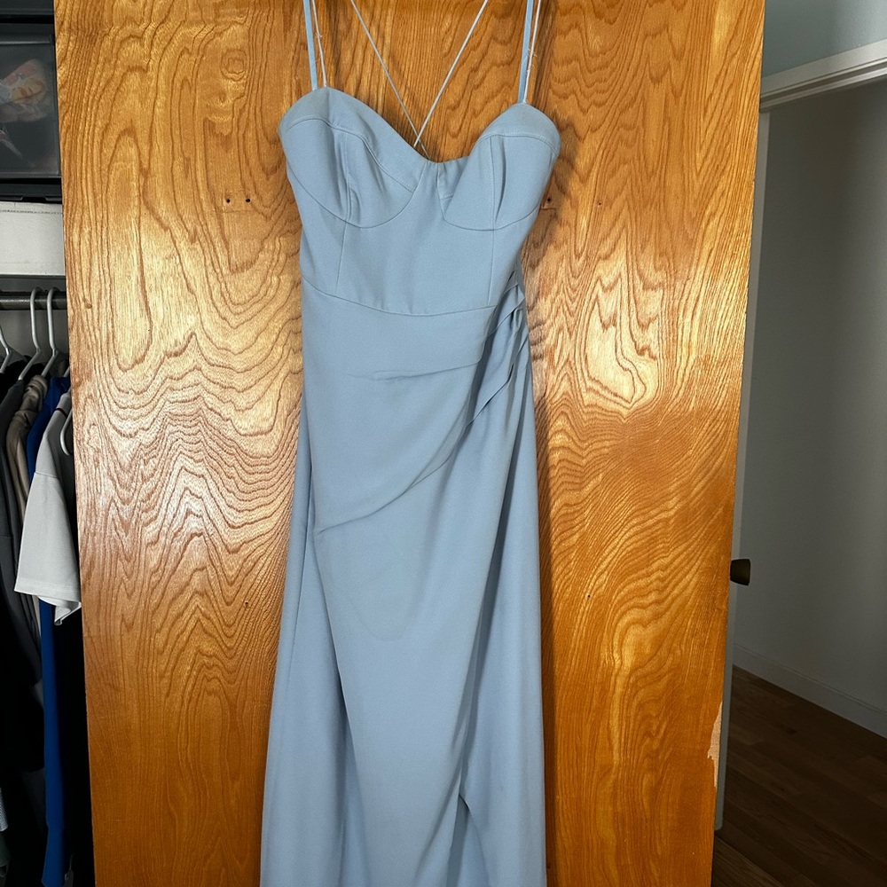 BHLDN Light Blue Midi Dress with Spaghetti Straps